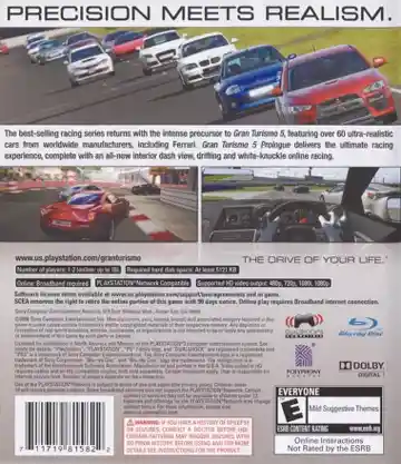 Gran Turismo 5 Prologue (USA) box cover back